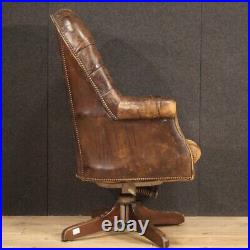 Armchair in leather antique capitonné vintage furniture English 20th century