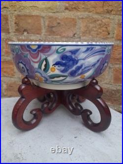 Art deco Poole pottery marked England antique vintage blue bird fruit bowl dish