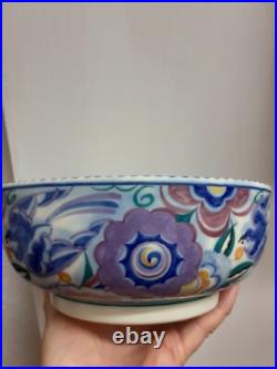 Art deco Poole pottery marked England antique vintage blue bird fruit bowl dish