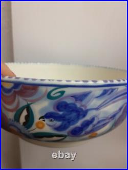 Art deco Poole pottery marked England antique vintage blue bird fruit bowl dish