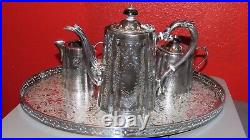 Barker Ellis antique Vintage silver English Tea Set 4 pieces