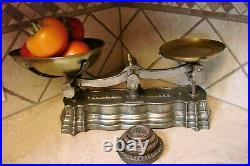 Beautiful Antique English Scale Original Weights Scales Vintage Brass Pans