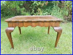 Beautiful Antique wood Coffee Table Vintage Carved Rustic Old Brown