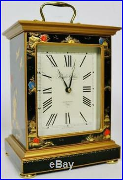 Beautiful Vintage English Knight & Gibbins Lacquered Chinoiserie Carriage Clock
