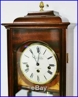 Beautiful Vintage Knight & Gibbins 8 Day Mahogany Westminster Chime Wall Clock