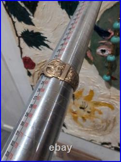 Beautiful vintage english hallmark 375 9ct gold embossed belt buckle ring Size V