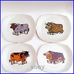 Beefeater Ironstone English Highland Cow Bull plates Vintage Antique Rare