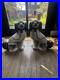 Blue And White Ceramic Staffordshire Dog. English Antique Vintage 1920s Decor