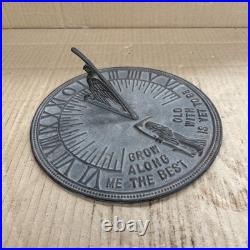Brass Antique Vintage Sundial Bird Grow Old Along With Me The Best Is Yet To Be