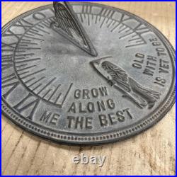 Brass Antique Vintage Sundial Bird Grow Old Along With Me The Best Is Yet To Be