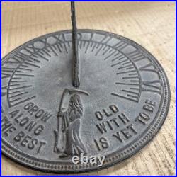 Brass Antique Vintage Sundial Bird Grow Old Along With Me The Best Is Yet To Be