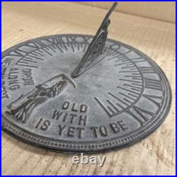 Brass Antique Vintage Sundial Bird Grow Old Along With Me The Best Is Yet To Be