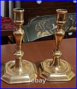 Brass Candlesticks Antique Pair 18th Century Continental English Candle Holders