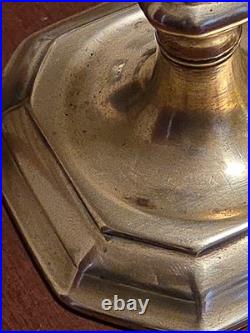 Brass Candlesticks Antique Pair 18th Century Continental English Candle Holders