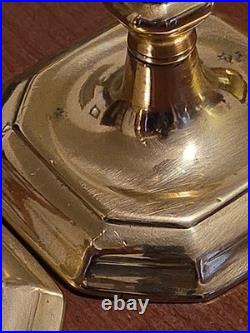 Brass Candlesticks Antique Pair 18th Century Continental English Candle Holders