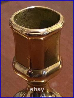 Brass Candlesticks Antique Pair 18th Century Continental English Candle Holders