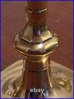 Brass Candlesticks Antique Pair 18th Century Continental English Candle Holders
