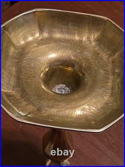 Brass Candlesticks Antique Pair 18th Century Continental English Candle Holders