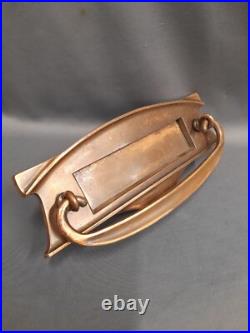 Brass / Copper Letterbox, Art Deco, Dark Patina Knocker