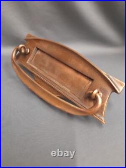 Brass / Copper Letterbox, Art Deco, Dark Patina Knocker