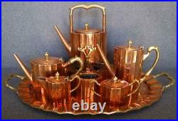 Breathtaking Vintage English Sheffield Design Mexican Copper 9 Piece Tea Service