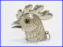 C1900 Antique Silver Plate English Cockerel/rooster With Glass Eyes Vesta Case
