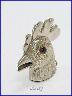 C1900 Antique Silver Plate English Cockerel/rooster With Glass Eyes Vesta Case