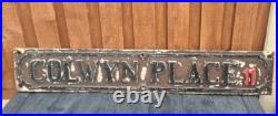 COLWYN PLACE LEEDS Heavy Street sign Original Cast Iron Antique Vintage Sign
