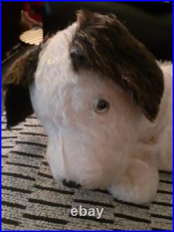 Caesar Black White Dog antique vintage Bear Pyjama Case English laying dog