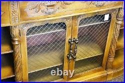 Carved Antique English Credenza Buffet Cabinet Sideboard Server Dresser Vintage