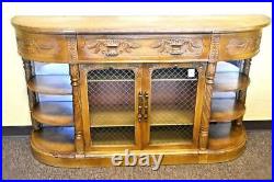 Carved Antique English Credenza Buffet Cabinet Sideboard Server Dresser Vintage