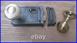 Cast Iron Old English Vintage Style Rim Bathroom Bedroom Lock Latch Knob Set