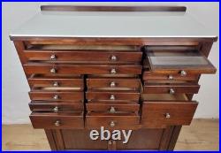 Dentist Collector Cabinet Vintage English Marble 17 Drawers Delivery Available