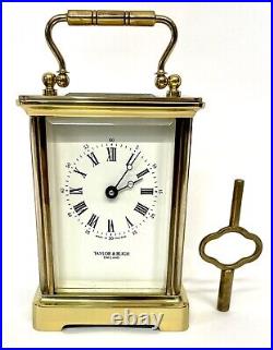 ENGLISH Vintage Antique Style TAYLOR & BLIGH Brass Carriage Clock / Mantel Clock