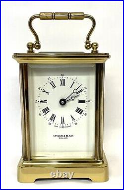 ENGLISH Vintage Antique Style TAYLOR & BLIGH Brass Carriage Clock / Mantel Clock