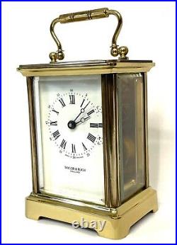ENGLISH Vintage Antique Style TAYLOR & BLIGH Brass Carriage Clock / Mantel Clock