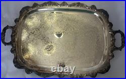 EPCA Poole Silverplate Tray Heated Footed Handles Old English Antique / Vintage