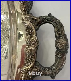 EPCA Poole Silverplate Tray Heated Footed Handles Old English Antique / Vintage
