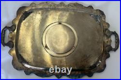 EPCA Poole Silverplate Tray Heated Footed Handles Old English Antique / Vintage
