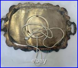 EPCA Poole Silverplate Tray Heated Footed Handles Old English Antique / Vintage