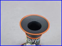 Early 19th Century Wedgwood Enameled & Gilt Floral Black Basalt Candlestick