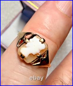 English Antique Cameo Ring 9ct Gold Lovely Vintage Piece
