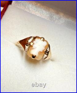 English Antique Cameo Ring 9ct Gold Lovely Vintage Piece