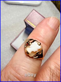 English Antique Cameo Ring 9ct Gold Lovely Vintage Piece