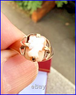 English Antique Cameo Ring 9ct Gold Lovely Vintage Piece