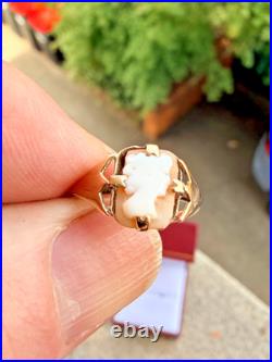 English Antique Cameo Ring 9ct Gold Lovely Vintage Piece
