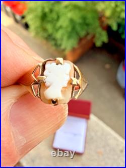 English Antique Cameo Ring 9ct Gold Lovely Vintage Piece