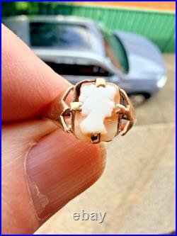 English Antique Cameo Ring 9ct Gold Lovely Vintage Piece