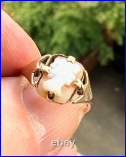 English Antique Cameo Ring 9ct Gold Lovely Vintage Piece