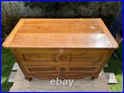 English Antique Carved Oak Coffer, Vintage Wooden Blanket Chest, Trunk